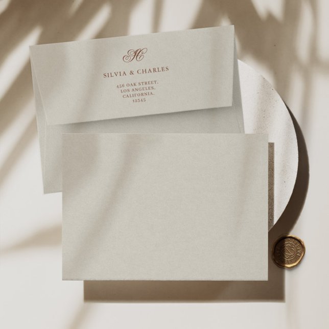 Vintage Classic Wedding Monogram Ecru  Envelope (Vintage Classic Wedding Monogram Ecru Envelope)