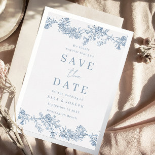 Vintage Classic Wedding Save The Date Silver Foil Invitation