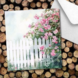 Vintage Classic White Fence Pink Flowers Wedding Envelope Liner