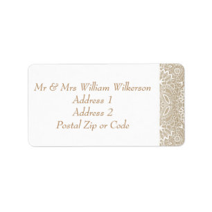 Vintage Classic White Lace Taupe Wedding Address Label
