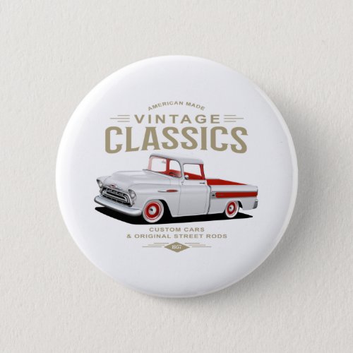 Vintage Classic White Truck Button