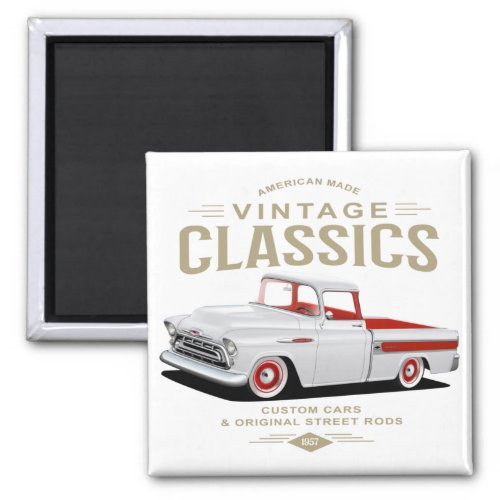 Vintage Classic White Truck Magnet