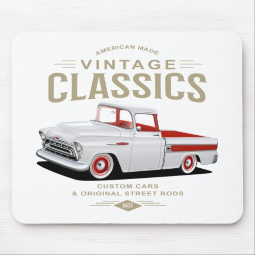 Vintage Classic White Truck Mouse Pad