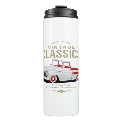 Vintage Classic White Truck Thermal Tumbler