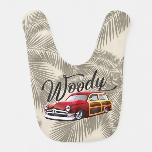 Vintage Classic Woody Wagon  Beach Hot Rod Car Baby Bib