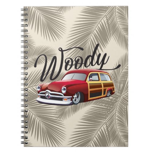 Vintage Classic Woody Wagon  Beach Hot Rod Car Notebook