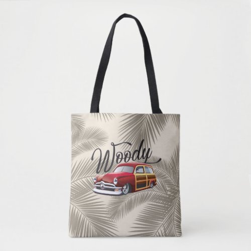 Vintage Classic Woody Wagon  Beach Hot Rod Car Tote Bag