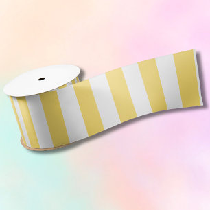 Vintage Classic Yellow & White Stripes Satin Ribbon