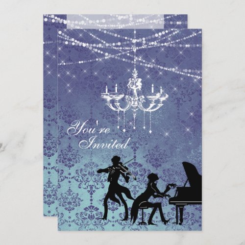 Vintage Classical Music Chandelier Wedding Invite