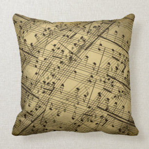 Vintage Classical Sheet Music Notes Throw Pillow