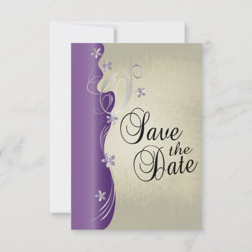 Vintage Classy Curvy Design  Amethyst and Silver Save The Date