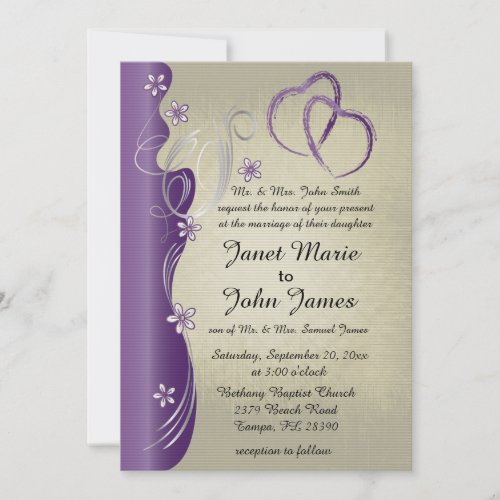 Vintage Classy Curvy Design  Amethyst Purple Invitation