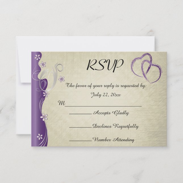 Vintage Classy Curvy Design | Amethyst Purple RSVP Card (Front)