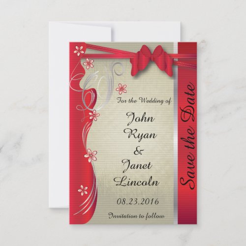Vintage Classy Curvy Design  Deep Red Save The Date