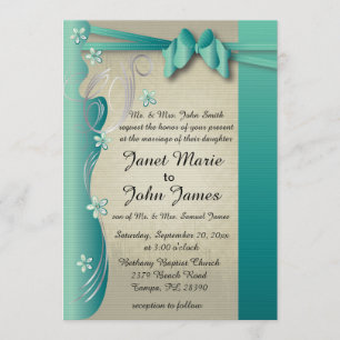 Vintage Classy Curvy Design Jade and Silver Invitation