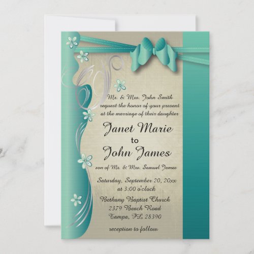 Vintage Classy Curvy Design  Jade and Silver Invitation