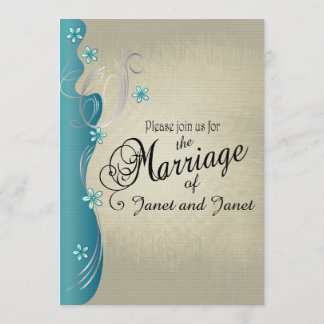 Vintage Classy Curvy Design | Turquoise Blue Invitation