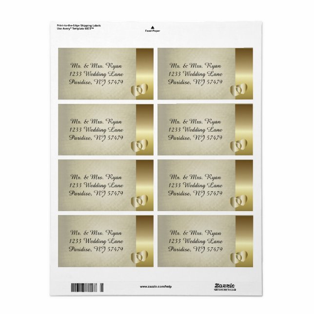 Vintage Classy Gold Heart Label (Full Sheet)