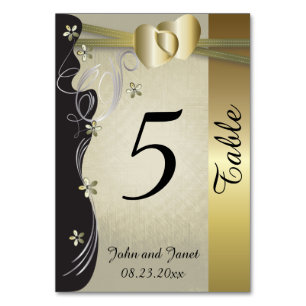 Vintage Classy Gold Heart Wedding Collection Table Number