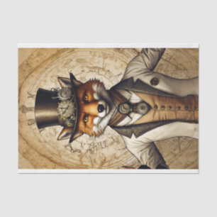 Vintage Classy Steampunk Fox Art Tissue Paper