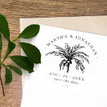Vintage Classy Tropical Palm Save The Date Wedding Rubber Stamp<br><div class="desc">This classy tropical save-the-date wedding stamp featuring a vintage illustration of a coconut palm tree and a mix of elegant serif typography is perfect for a tropical-themed or coastal beach wedding. On the top there are couple´s names joined by an amp and flanked by dots, bending above the crown of...</div>