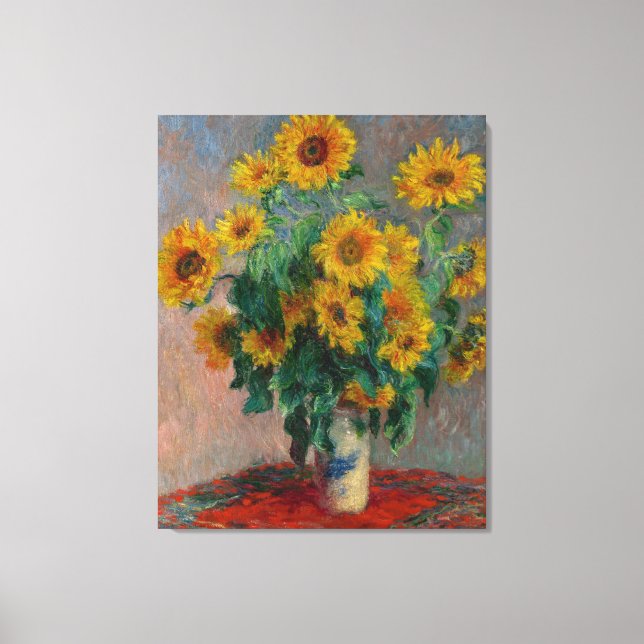 Vintage Claude Monet Bouquet of Sunflowers Canvas Print (Front)