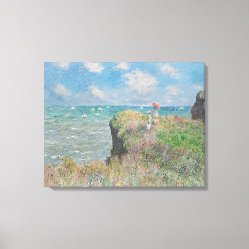 Vintage Claude Monet Cliff Walk at Pourville   Canvas Print