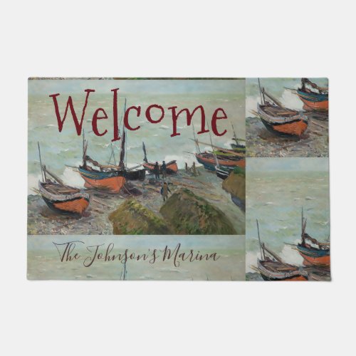 Vintage Claude Monet Fishing Boats     Doormat