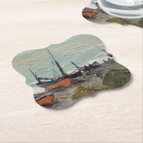 Vintage Claude Monet Fishing Boats  Paper Coaster