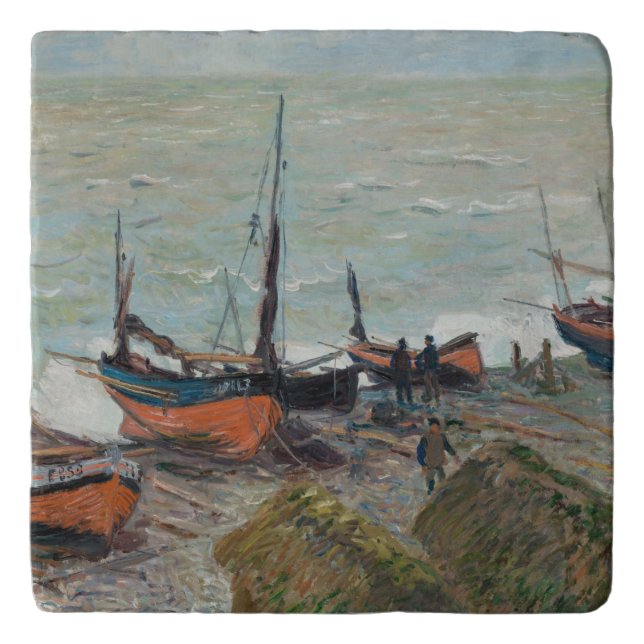 Vintage Claude Monet Fishing Boats        Trivet (Front)