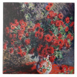 Vintage Claude Monet Red Chrysanthemums Ceramic Tile<br><div class="desc">A lovely print of "Red Chrysanthemums" a painting created in 1881 by French Impressionist painter Claude Monet (1840 -1926).</div>