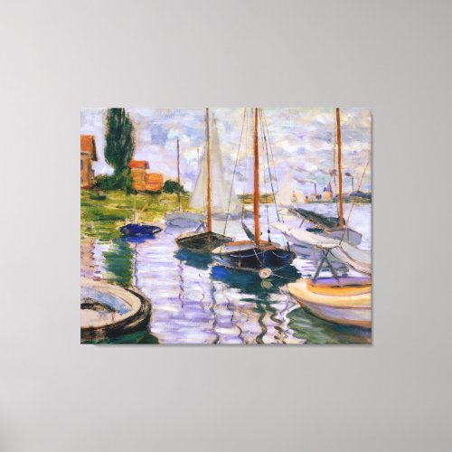 Vintage Claude Monet Sailboats on the Seine  Canvas Print