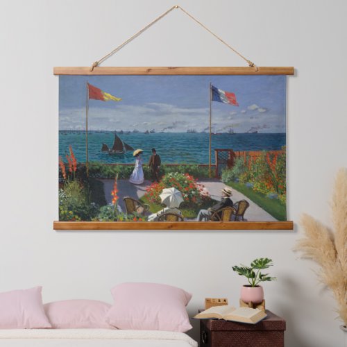 Vintage Claude Monet Terrasse a Sainte_Adresse  Hanging Tapestry
