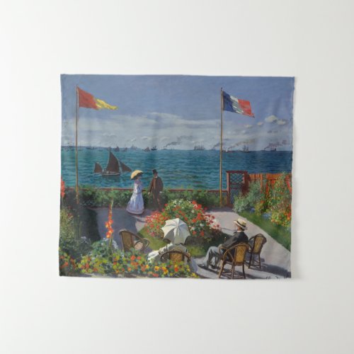 Vintage Claude Monet Terrasse a Sainte_Adresse Tapestry