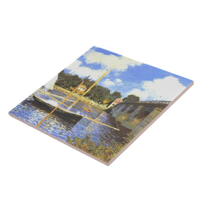 Vintage Claude Monet The Argenteuil Bridge   Ceramic Tile (Side)