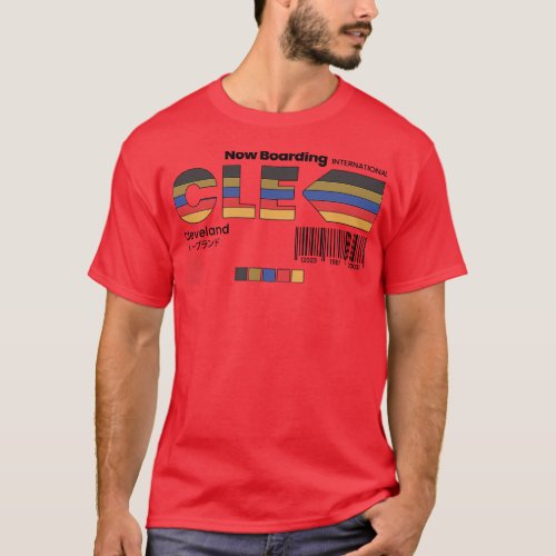 Vintage CLE Airport Label Retro Travel Ohio T_Shirt