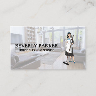 Vintage Cleaning Lady   Living Room Business Card