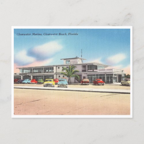 Vintage Clearwater Beach Florida Marina Postcard