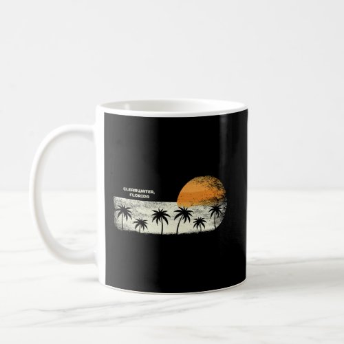 Vintage Clearwater Fl Ocean Sunset And Palm Trees Coffee Mug