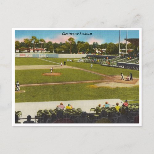 Vintage Clearwater Florida Baseball Stadium Postcard