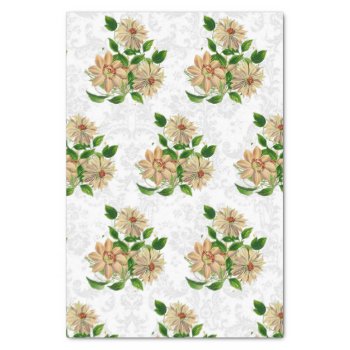 Vintage Clematis Flower Floral On Damask Craft  Tissue Paper by Susang6 at Zazzle