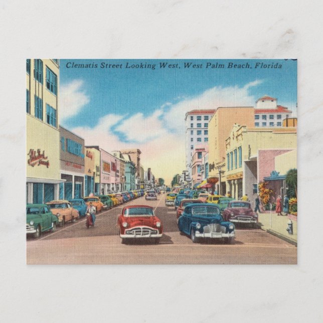 Vintage Clematis Street, West Palm Beach, Florida Postcard (Front)