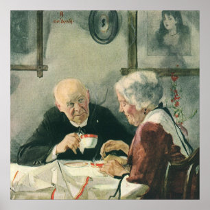 Vintage Clergy, Coffee or Tea with a Priest Poster