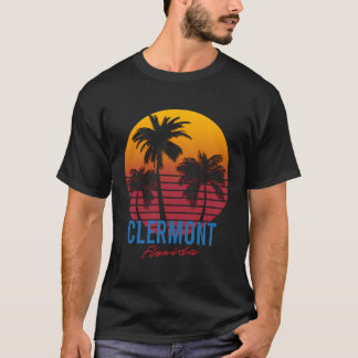 Vintage Clermont Florida Palm Trees Sunset Fl Retr T-Shirt