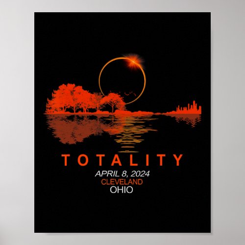 Vintage Cleveland 2024 Solar Eclipse American Tota Poster