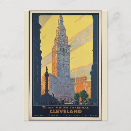 Vintage Cleveland Ohio Travel Poster Postcard