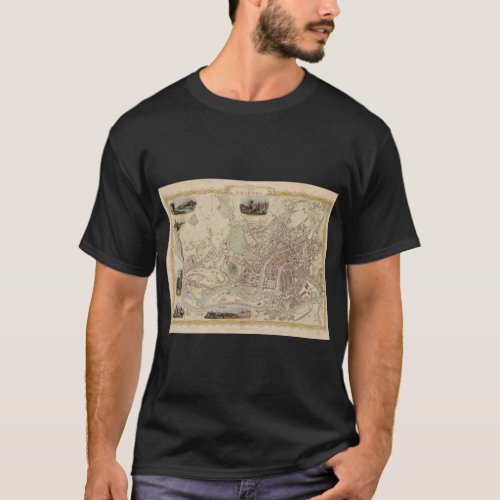 Vintage Clifton Bristol England Map 1851   T_Shirt