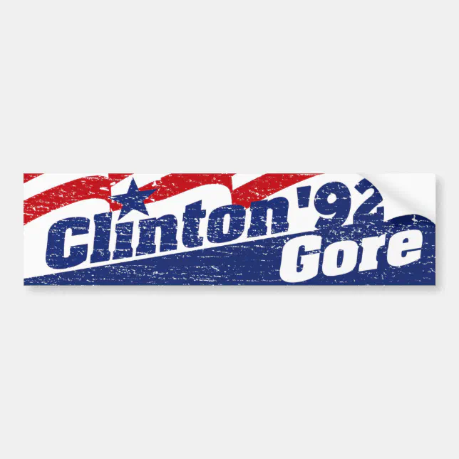 Vintage Clinton Gore 92 Clinton 1992 Bumper Sticker | Zazzle