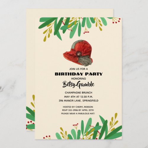 Vintage Cloche Derby Birthday Party Invitation