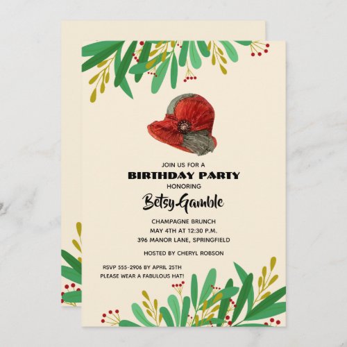 Vintage Cloche Derby Birthday Party Invitations